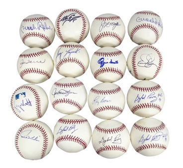 Lot of (16) Single Signed Baseballs (Mostly Hall of Famers)